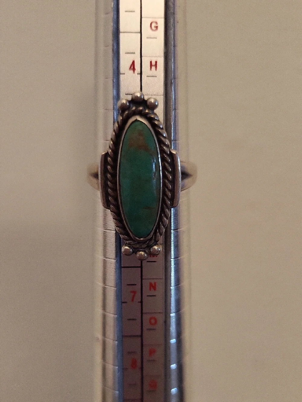 Sterling Silver Turquoise Marquise Ring - Blue Green Stone